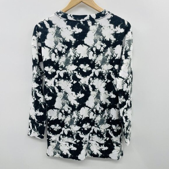 Jenni Intimates Womens XS Super Soft Tunic Pajama Top Black White Tie Dye 735 - Picture 4 of 7